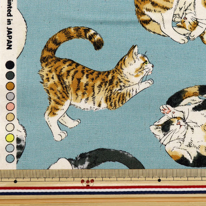 [From quantity 5] Fabric 『Oxford Animal Nyan Monite Blue AP45806-2C"