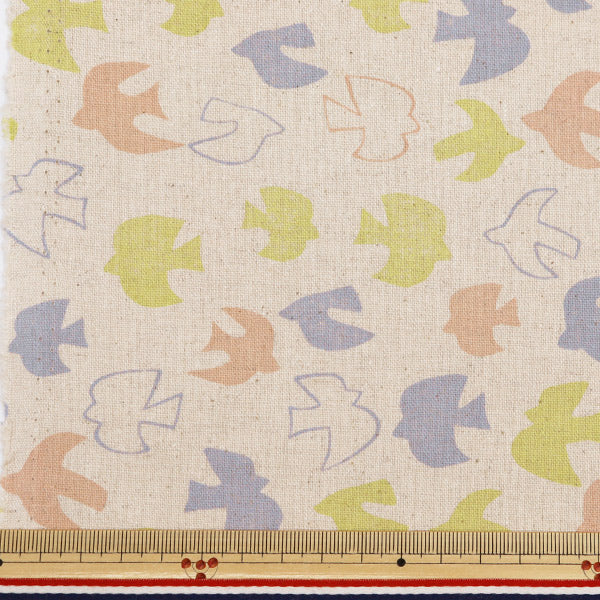 [From quantity 5] Fabric "Cotton hemp canvas Nordic Bird Green AP4740-1A"