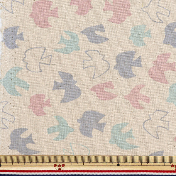 [From quantity 5] Fabric "Cotton hemp canvas Nordic Bird Blue AP4740-1B"