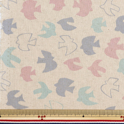 [From quantity 5] Fabric "Cotton hemp canvas Nordic Bird Blue AP4740-1B"