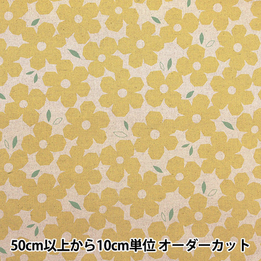 [From quantity 5] Fabric "Cotton linen canvas Scandinavian floral pattern yellow ap4740-2A"