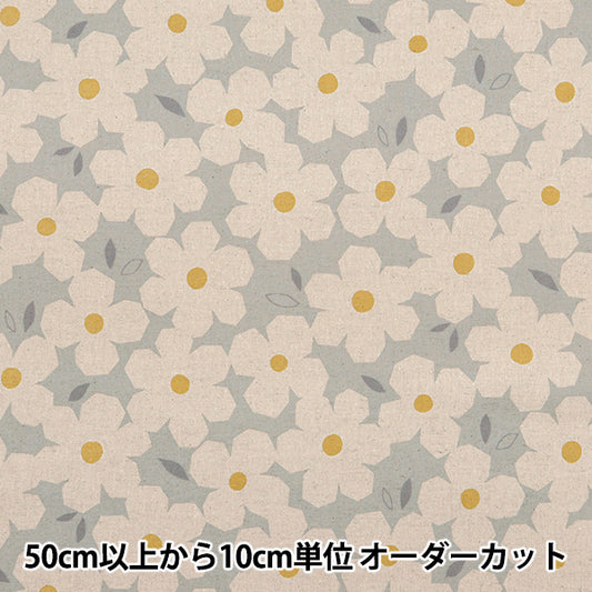 [From quantity 5] Fabric "Cotton hemp canvas Nordic floral pattern gray ap4740-2D"