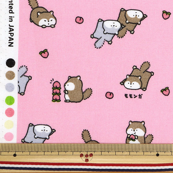 [Quantity starting from 5] Fabric 『Sheeting Little Animal World Momonga Pink AP51105-1D"