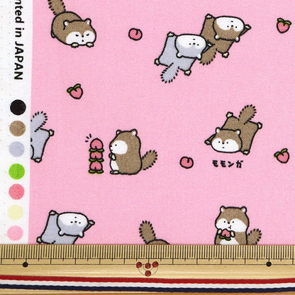 [Quantity starting from 5] Fabric 『Sheeting Little Animal World Momonga Pink AP51105-1D"