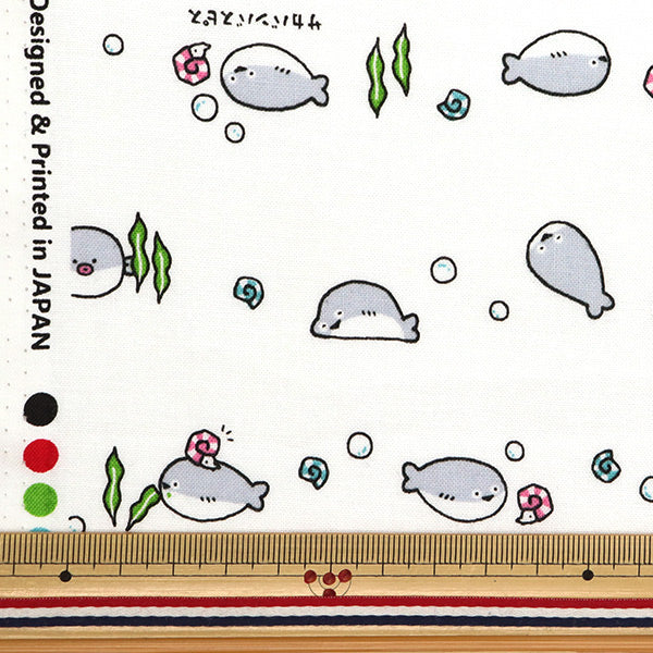 [Quantity starting from 5] Fabric 『Sheeting Little Animal World Sakaban Baspis White AP51105-3A"
