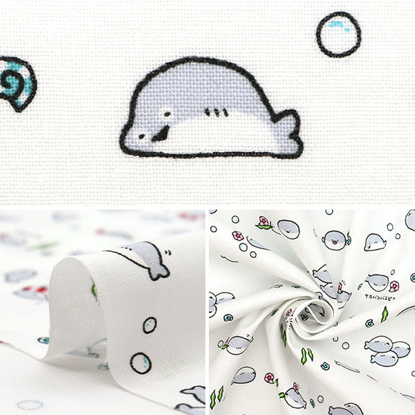 [Quantity starting from 5] Fabric 『Sheeting Little Animal World Sakaban Baspis White AP51105-3A"
