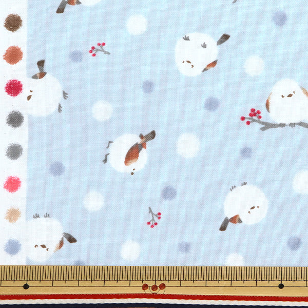 【数量5から】 生地 『シーチング シマエナガ サックス AP51202-1C』