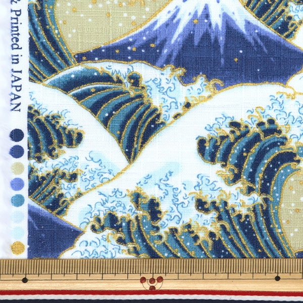 [Menge ab 5] Stoff "Dobby Wave Splash Kinari x Blue AP51903-A"