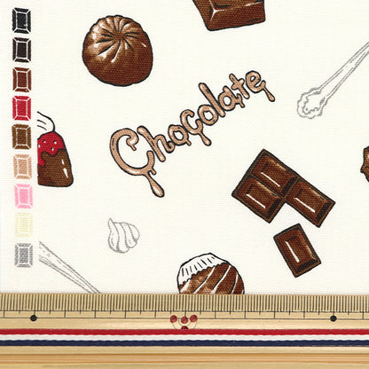 [Quantità a partire da 5] Tessuto 『Oxford Memoria cioccolatica Sweets cioccolato Modello bianco AP51107-1A"
