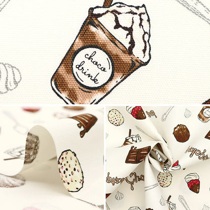 [Quantità a partire da 5] Tessuto 『Oxford Memoria cioccolatica Sweets cioccolato Modello bianco AP51107-1A"