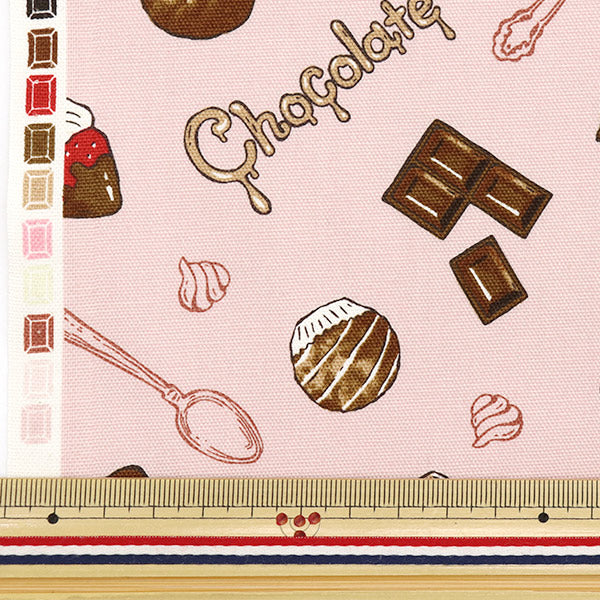 [Quantité à partir de 5] Tissu 『Oxford Mémoire chocolat Chocolate Sweets Match rose AP51107-1B"