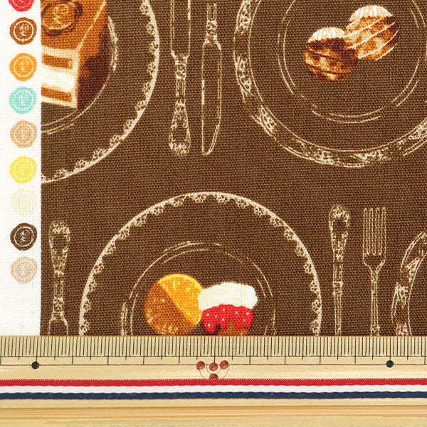 [Quantità a partire da 5] Tessuto 『Oxford Modello di torta di memoria cioccolattica marrone AP51107-2C"