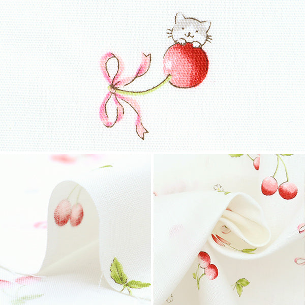 [Quantity starting from 5] Fabric "CB Print Kids Land Cat Cherry Ivory SP2500L-2A"