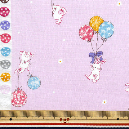 [5부터 시작하는 수량] 천・원단 "CB 프린트 키즈 랜드 풍선 토끼 자주색 SP2500L-3D"