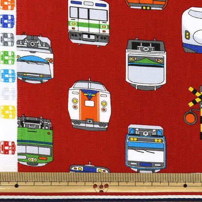 [数量从5开始] 织物 "CB印刷儿童陆地火车红色SP2511L-12E"