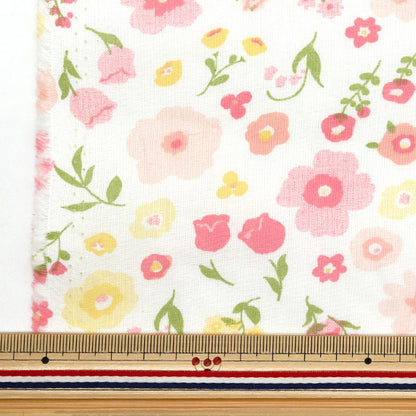 [Quantité à partir de 5] Tissu 『tissu à armure toile Fleur botanique rose AP4750-2A"