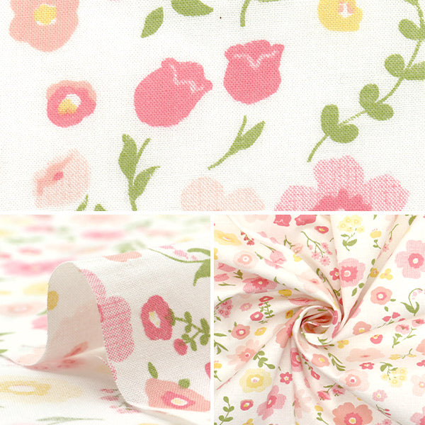 [Quantité à partir de 5] Tissu 『tissu à armure toile Fleur botanique rose AP4750-2A"