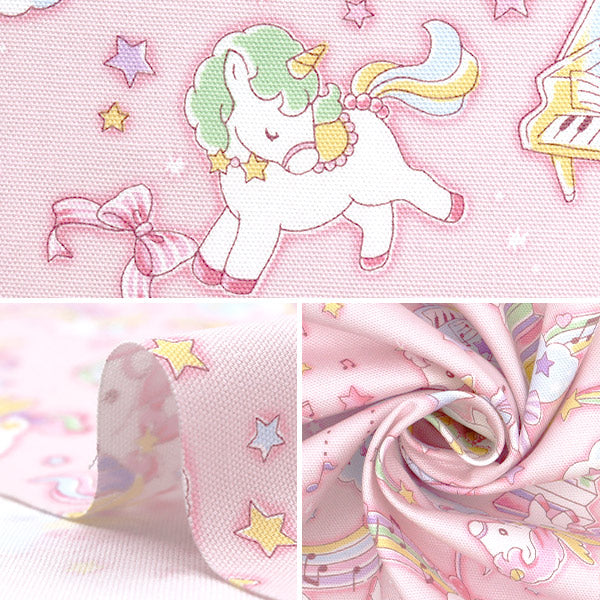 [Cantidad a partir de 5] Tela 『Oxford Vanilla Pop Unicorn Melody Pink AP51203-1B"
