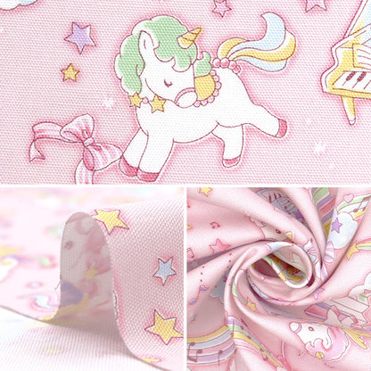 [Cantidad a partir de 5] Tela 『Oxford Vanilla Pop Unicorn Melody Pink AP51203-1B"