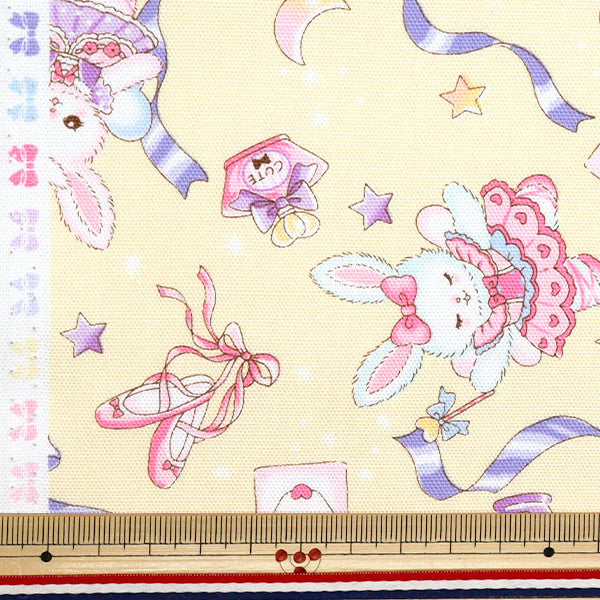 【数量5から】 生地 『オックス バニラポップ ラビットバレリーナ クリーム AP51203-2A』