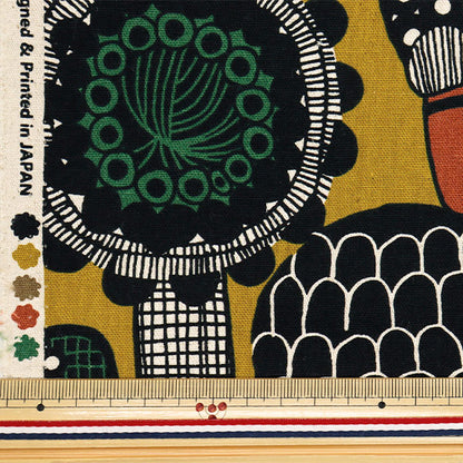 【数量5から】 生地 『綿麻キャンバス 北欧柄 イエロー AP51901-2A』