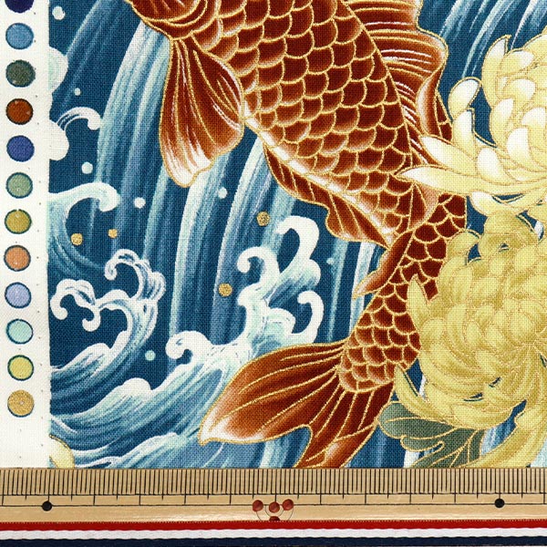 [Quantity starting from 5] Fabric 『Sheeting Hyakuryuan Koi Blue HR3510-12A" Quilt Gate Quilt Gate