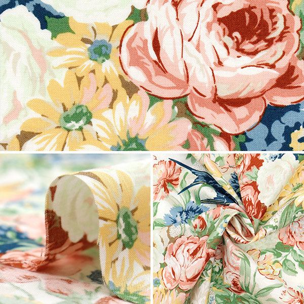 [Cantidad a partir de 5] Tela 『láminas Lulu bouquet euphoria marfil ru2500-11a" Puerta de colcha Puerta de edredón