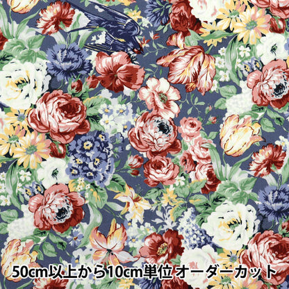 [Cantidad a partir de 5] Tela 『láminas Lulu Bouquet Euphoria Blue Ru2500-11f" Puerta de colcha Puerta de edredón