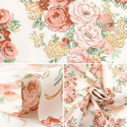 [Cantidad a partir de 5] Tela 『láminas Lulu Bouquet Euphoria Ivory RU2500-12a" Puerta de colcha Puerta de edredón