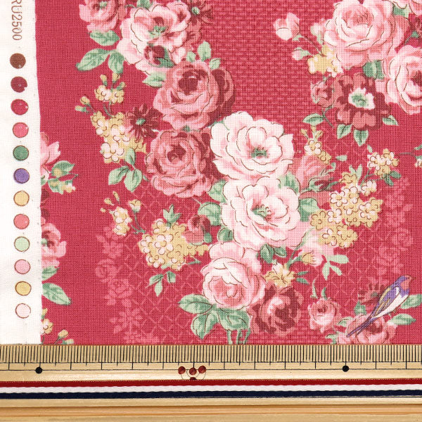 [Cantidad a partir de 5] Tela 『láminas Lulu Bouquet Euphoria Red Ru2500-12e" Puerta de colcha Puerta de edredón