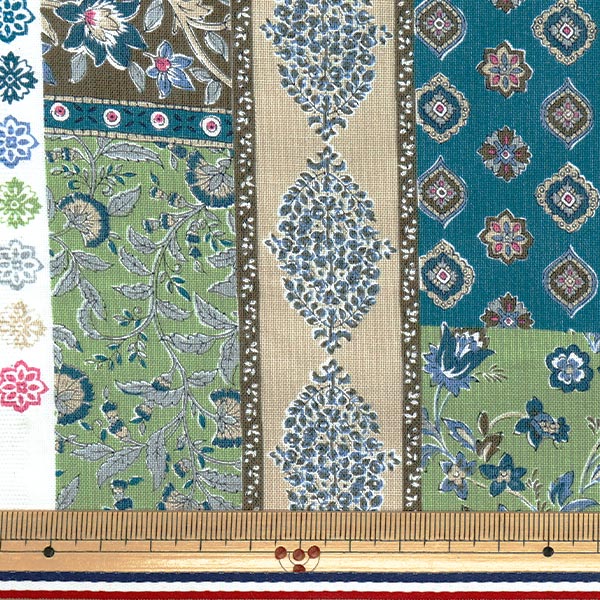 【数量5から】 生地 『アジアンシーチングダイ シロ×グリーン SP3900-4C』