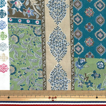 【数量5から】 生地 『アジアンシーチングダイ シロ×グリーン SP3900-4C』