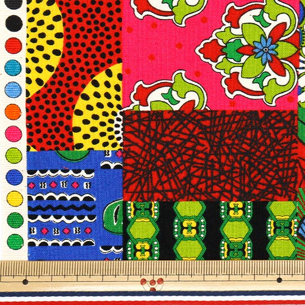 【数量5から】 生地 『シーチング アフリカンテイスト パッチワーク柄 AP52804-1C』