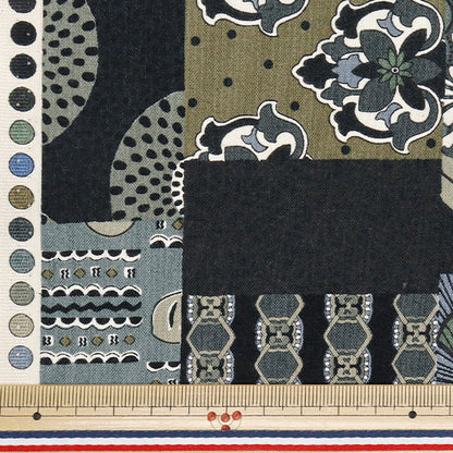 【数量5から】 生地 『シーチング アフリカンテイスト パッチワーク柄 AP52804-1E』