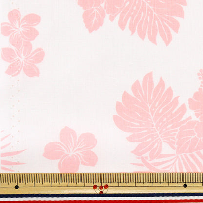 [Quantité à partir de 5] Tissu "Tc feuille hawaïenne imprimé hibiscus rose ap4770-1b"