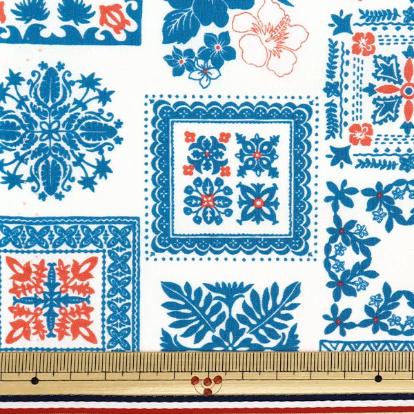 [Cantidad a partir de 5] Tela "TC SHOYING IMPRAMA Hawaiiana Acolchado AP4770-3A azul"