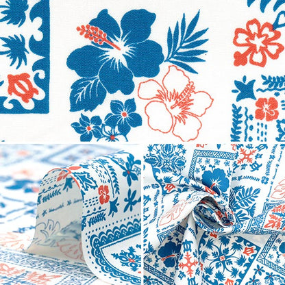 [Cantidad a partir de 5] Tela "TC SHOYING IMPRAMA Hawaiiana Acolchado AP4770-3A azul"