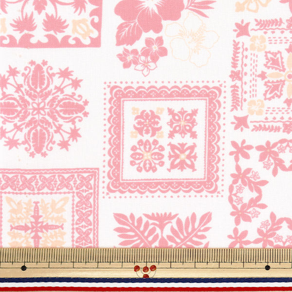 [Quantité à partir de 5] Tissu "TC Feuille d'impression hawaïenne patchwork AP4770-3B rose"