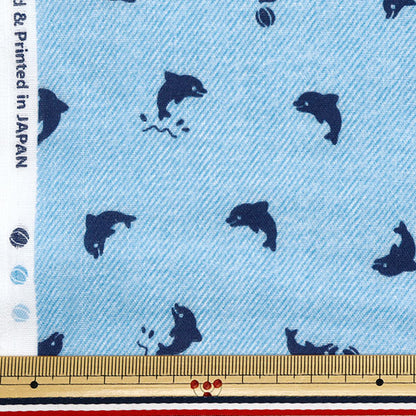 [الكمية تبدأ من 5] الأقمشة 『شاش مزدوج طباعة على غرار الدنيم Iruka Saxophone AP25501-18A"