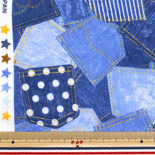 [Quantité à partir de 5] Tissu 『double gaze Imprimé en jean patchwork AP25501-19A"