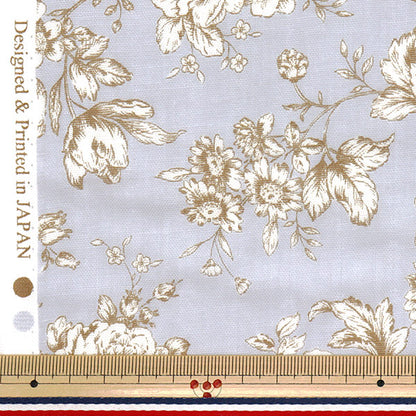[Quantité à partir de 5] Tissu 『double gaze Motif floral doublé bleu gris AP52209-C"