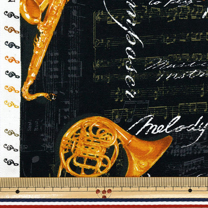 [Cantidad a partir de 5] Tela 『Oxford Patrón de instrumento Negro AP52206-2E"