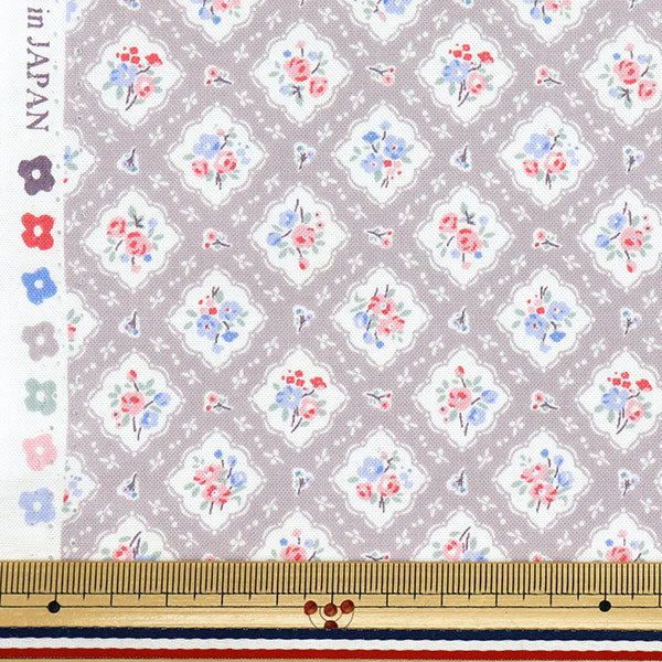 [الكمية تبدأ من 5] الأقمشة 『الأغطية القطن العضوي الأزهار الرمادية AP52205-3D"