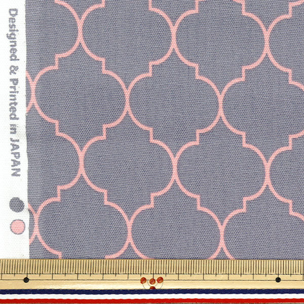[Quantità a partire da 5] Tessuto 『Oxford Modello marocchino, grigio x rosa, sp5500-c"