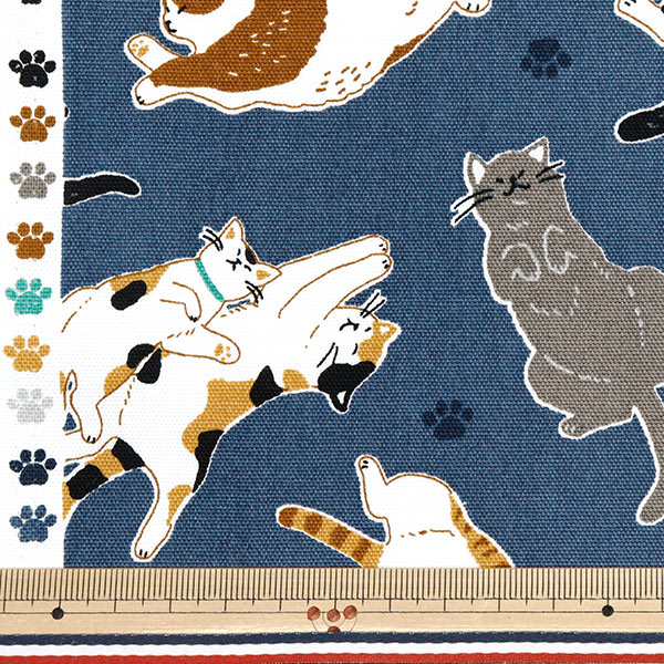 [Cantidad a partir de 5] Tela 『Oxford Navy Cat Navy AP52903-2E"