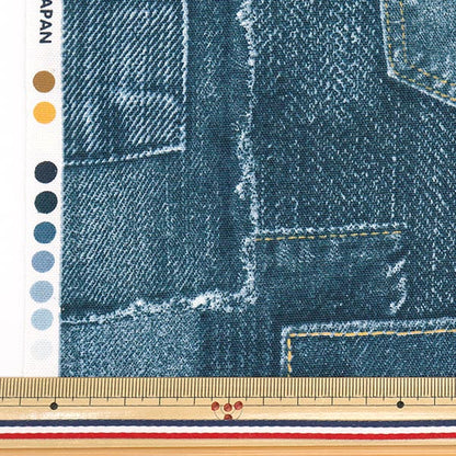 [Quantità a partire da 5] Tessuto 『Oxford Mondo del denim Trapuntatura Blue AP52808-3A"