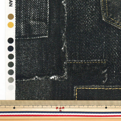 【数量5から】 生地 『オックス デニムワールド パッチワーク ブラック AP52808-3E』