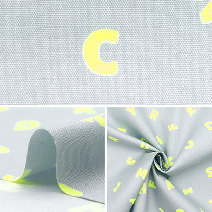[Quantité à partir de 5] Tissu 『Oxford Néon pop alphabet gris x jaune AP52110-1A"