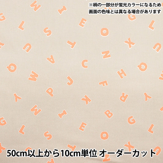 [Quantité à partir de 5] Tissu 『Oxford Alphabet néon pop beige x orange ap52110-1b"