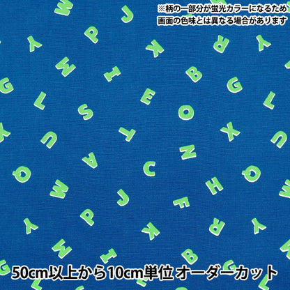 【数量5から】 生地 『オックス ネオンポップ アルファベット ネイビー×グリーン AP52110-1D』